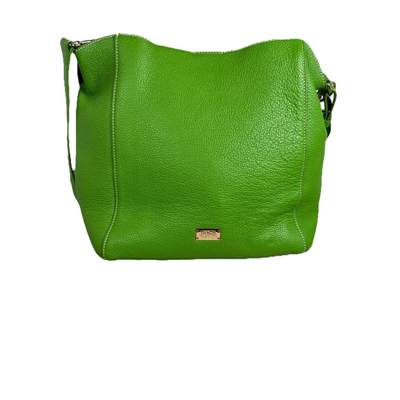 Frances Valentine New York Kelly Green Tumbled Leather June Bag EUC - Picture 1 of 6